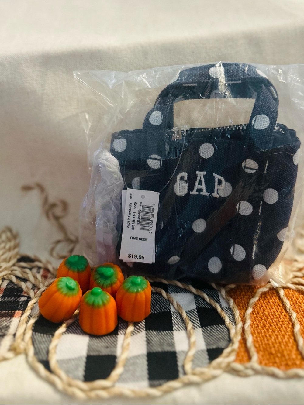 🍁GAP Navy Blue Polka Dot Tote Bag charm